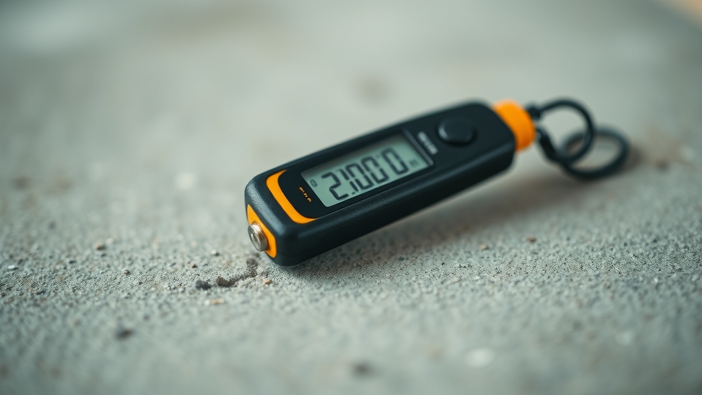 A concrete floor surface with a moisture meter probe inserted during pre-installation testing